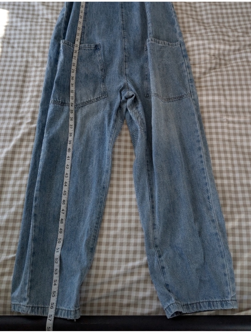 Zenana “High Roller” Denim Overalls Jumpsuit Blue Straight Leg Womens M/L NWT BD - Picture 8 of 8